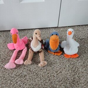 Ty Beanie Baby Bundle - Scoop, Pinky, Gracie, and Stretch